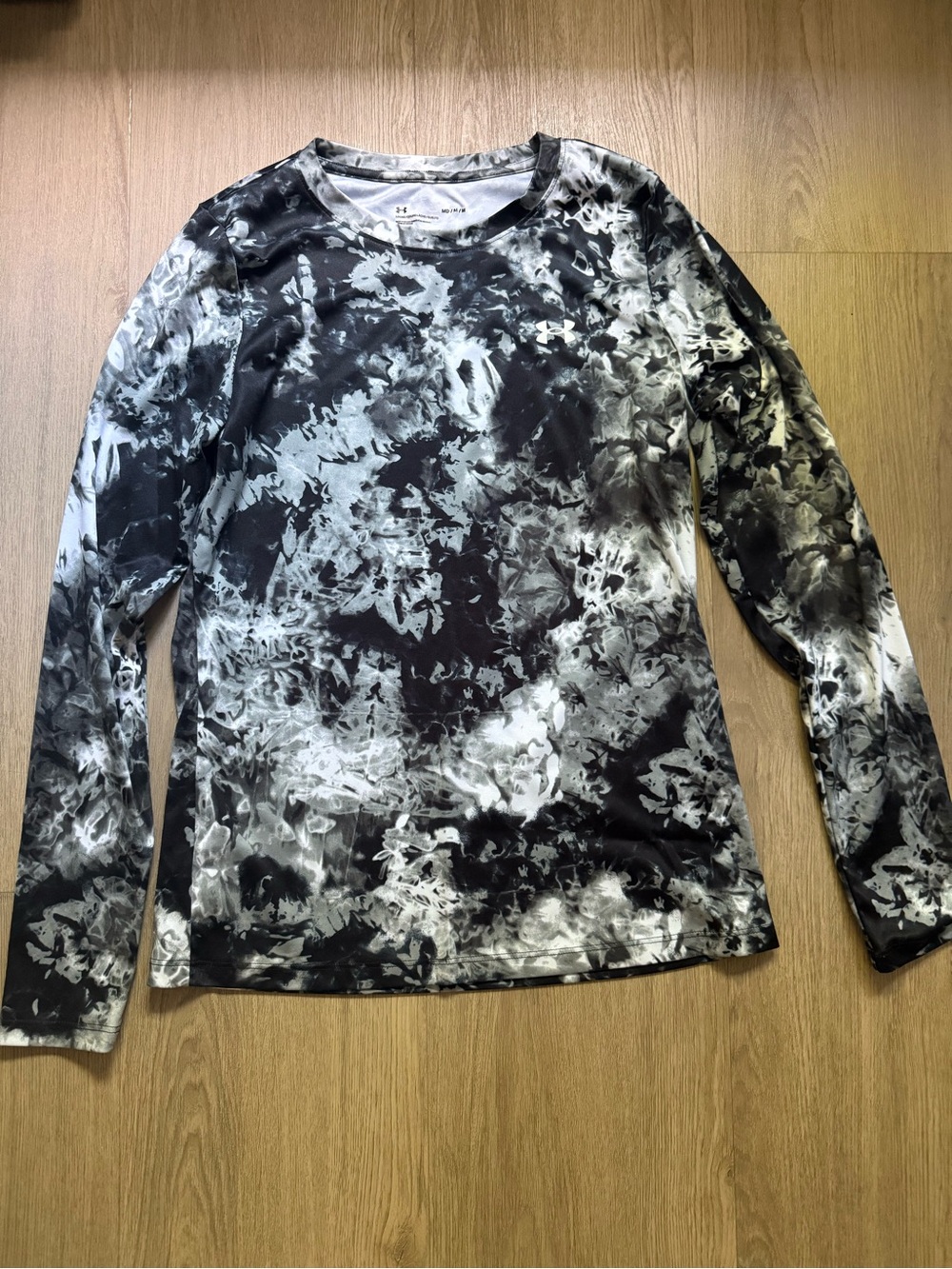 Under Armour Black & Gray Tie-Dye Long Sleeve Performance Tee